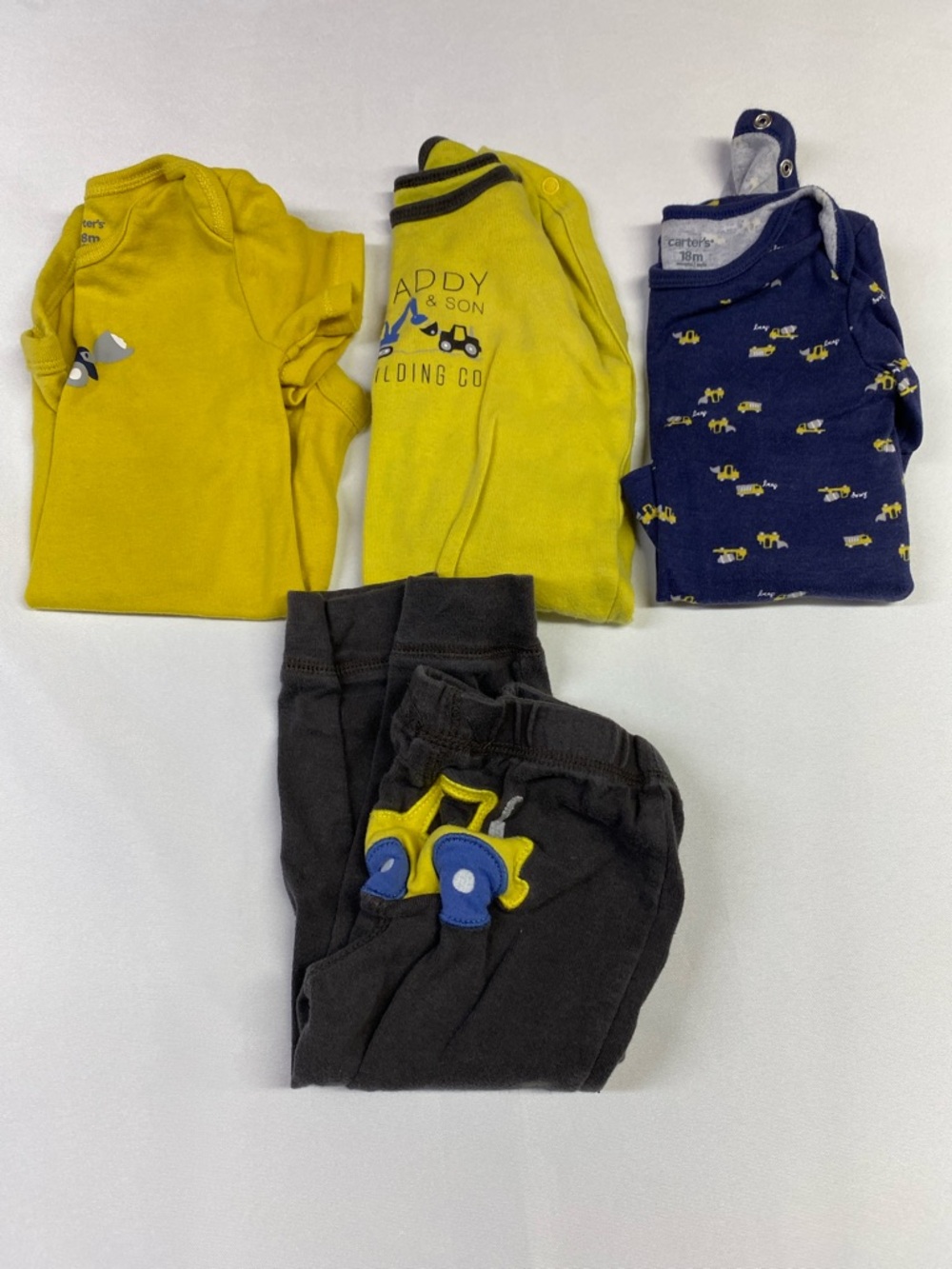 Carter's Yellow & Navy Baby Outfit Bundle Construction Size 18 Months